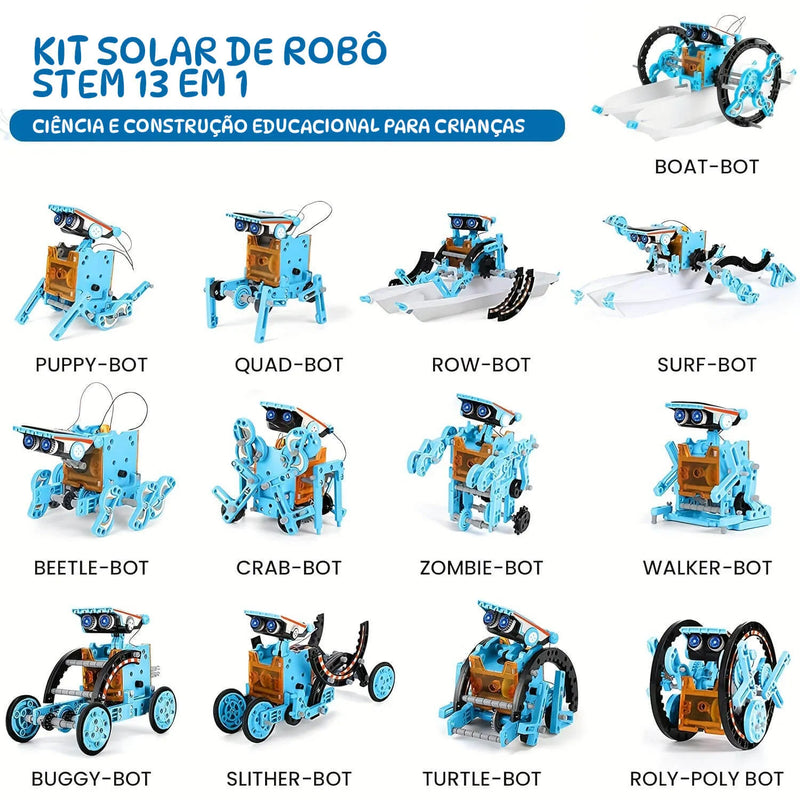 Kit Solar de Robô STEM 13 em 1 – Ciência e Construção Educacional para Crianças