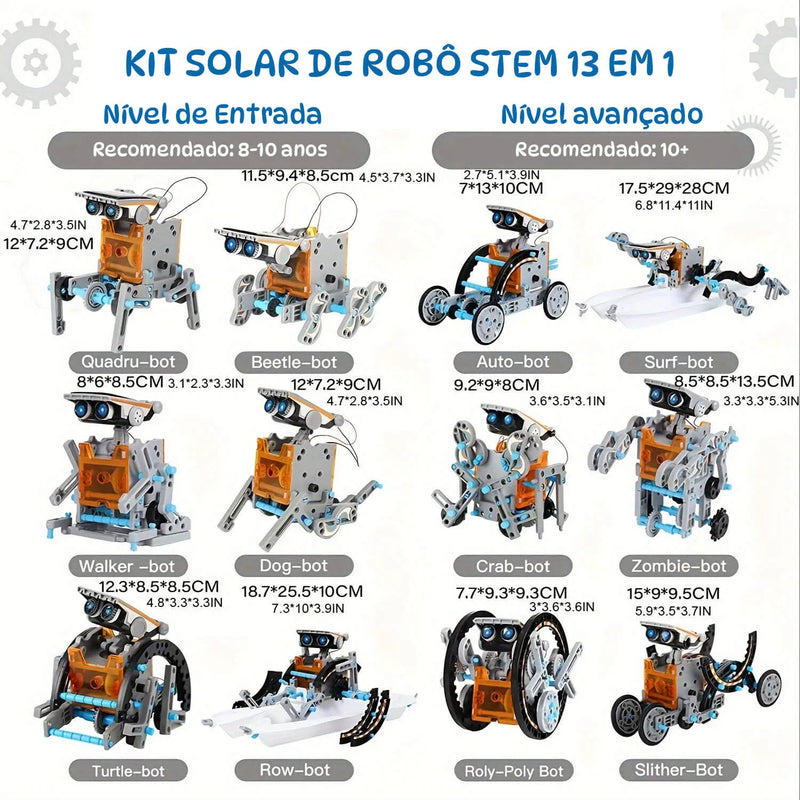 Kit Solar de Robô STEM 13 em 1 – Ciência e Construção Educacional para Crianças