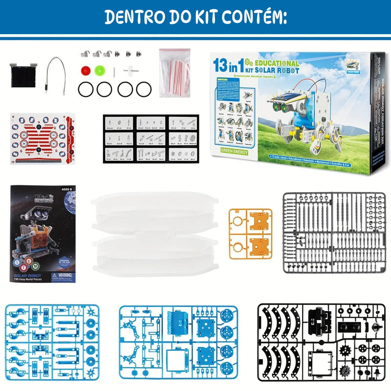 Kit Solar de Robô STEM 13 em 1 – Ciência e Construção Educacional para Crianças