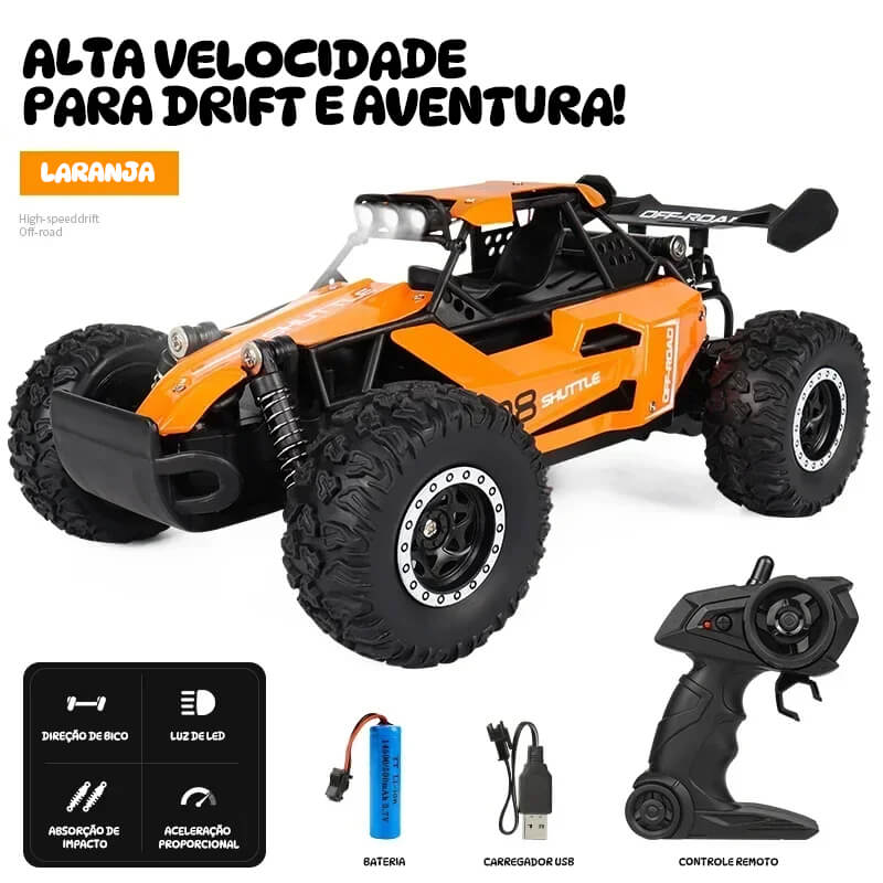 Carro RC Off-Road 2WD com Luz LED 1:16 – Alta Velocidade para Drift e Aventura