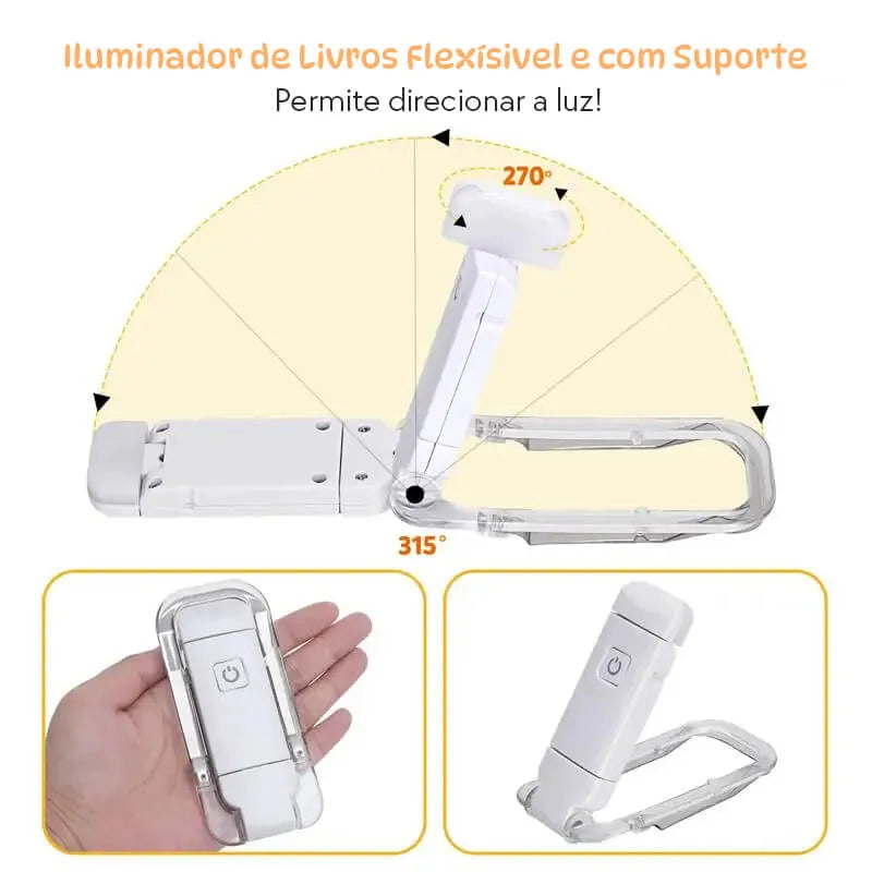 Luminária Portátil para Leitura BookLight™ | Leitura Confortável e Sem Cansaço