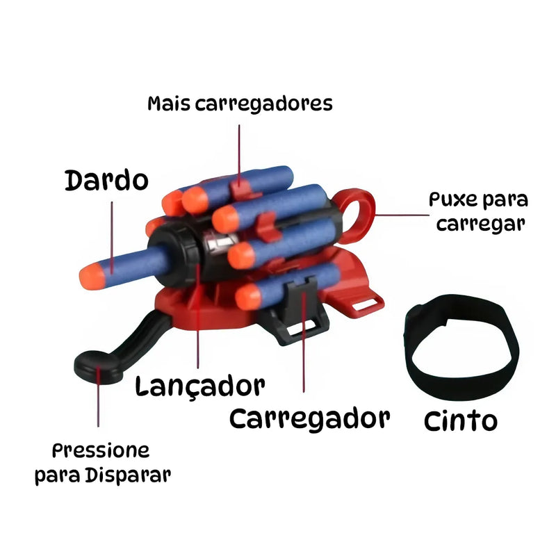 Lançador de Tecido de Aranha com Dardos Macios – Aventura e Ação para Todas as Idades!