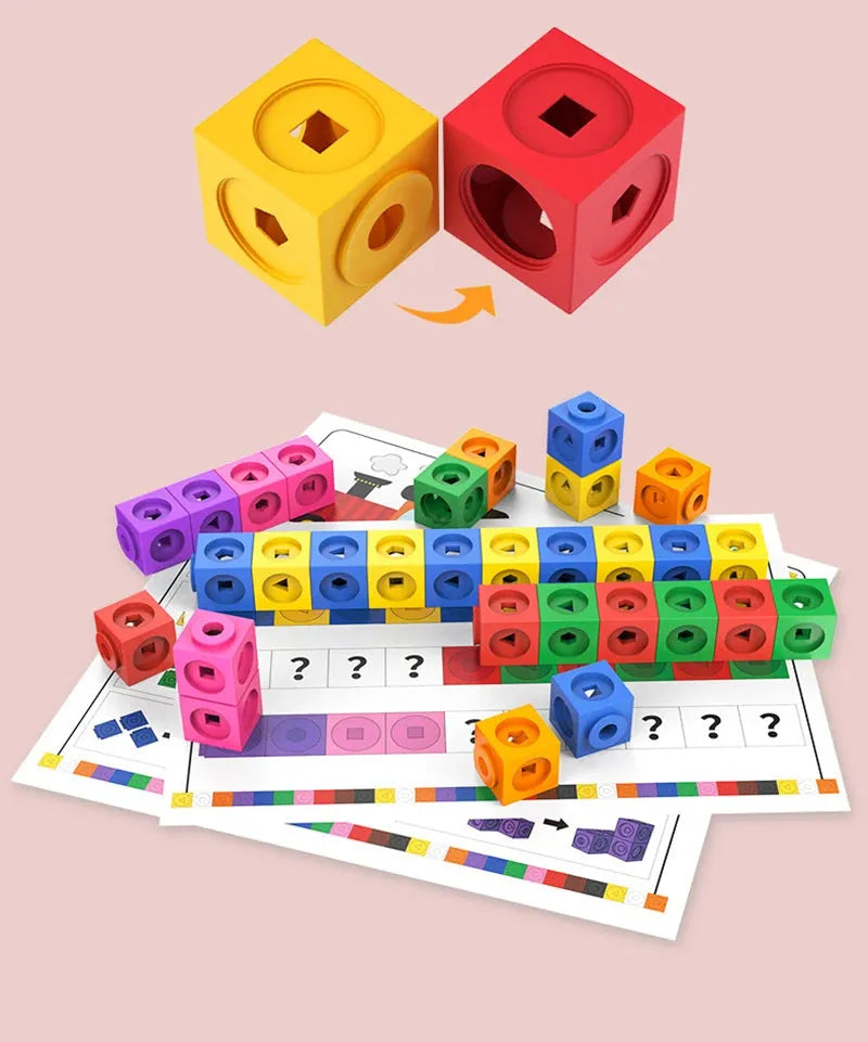 Blocos de Montar Matemáticos - Jogo Educativo de Encaixe 3D Montessori para Crianças