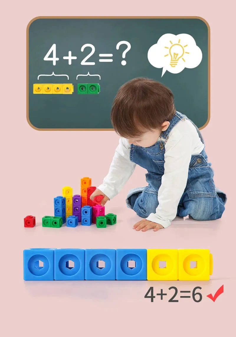 Blocos de Montar Matemáticos - Jogo Educativo de Encaixe 3D Montessori para Crianças