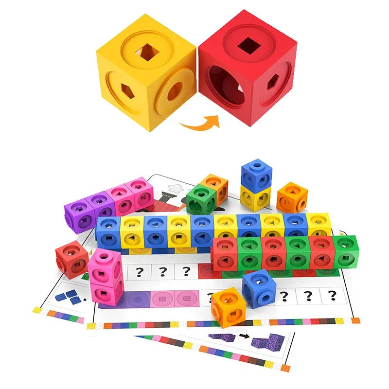 Blocos de Montar Matemáticos - Jogo Educativo de Encaixe 3D Montessori para Crianças