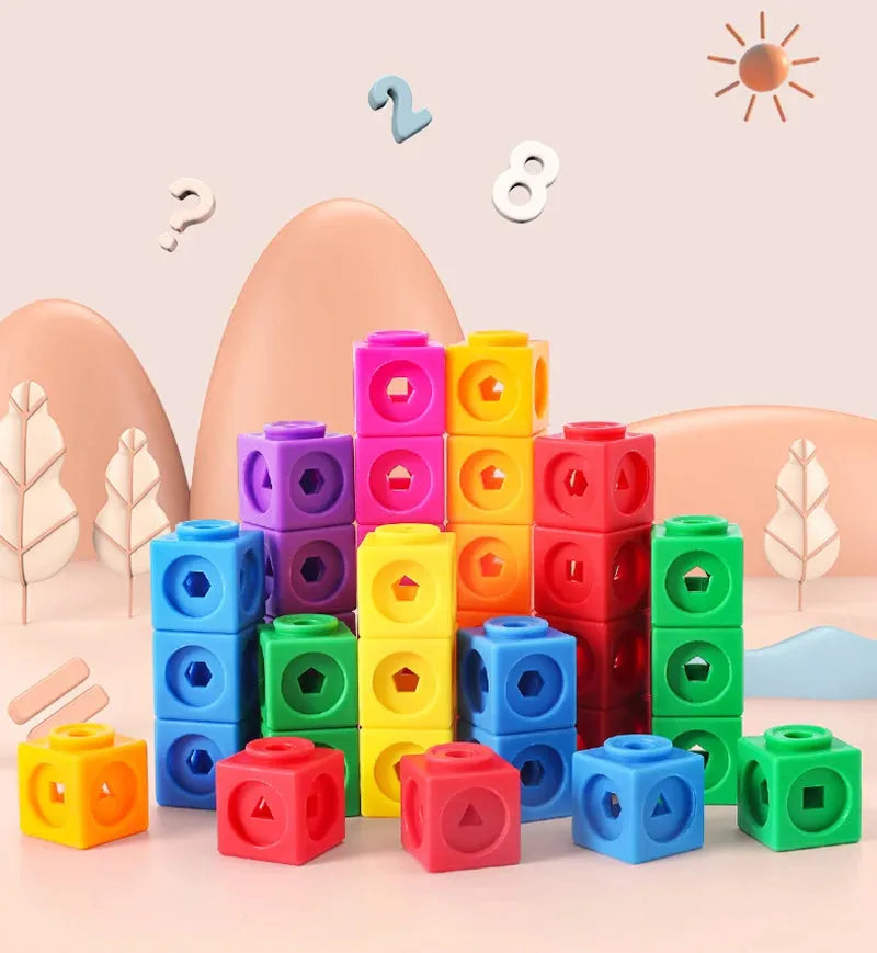 Blocos de Montar Matemáticos - Jogo Educativo de Encaixe 3D Montessori para Crianças