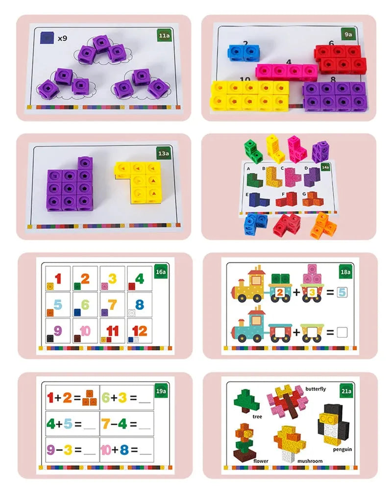 Blocos de Montar Matemáticos - Jogo Educativo de Encaixe 3D Montessori para Crianças