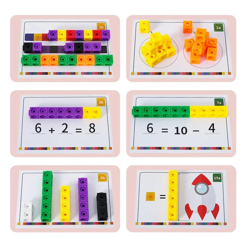 Blocos de Montar Matemáticos - Jogo Educativo de Encaixe 3D Montessori para Crianças