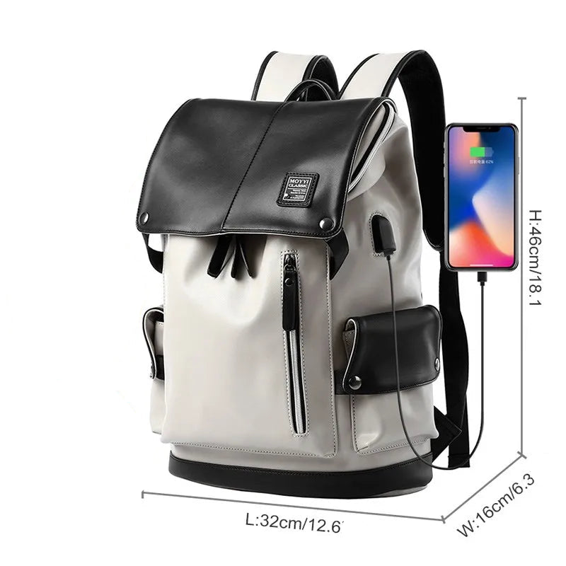 Mochila De Viagem Impermeável Carregamento USB Compartimento Para Notebook