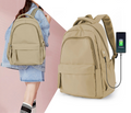 Mochila Escolar Unissex  Estilo Casual Resistente Lisa USB