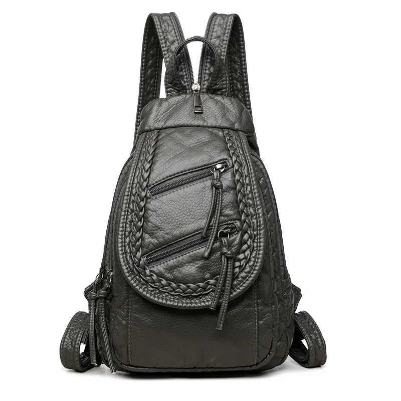 Mochila De Viagem Feminina Pequena  Bolsos Duplos Frontal