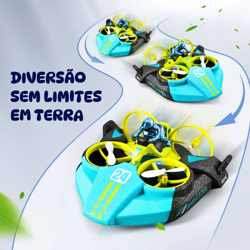 Mini Drone 3 em 1 V24 RC Impermeável – Terra, Água e Ar