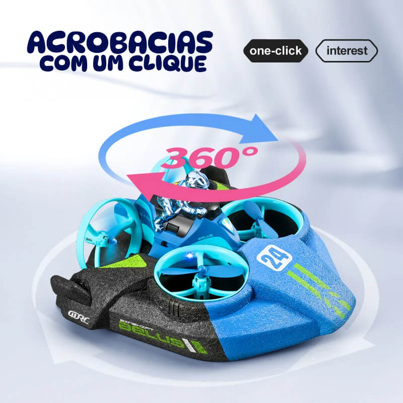 Mini Drone 3 em 1 V24 RC Impermeável – Terra, Água e Ar